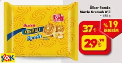 ÜLKER RONDO MUZLU KREMALI 8'Lİ 488GR